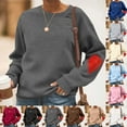 thumbnail image 1 of Hrsba Womens Long Sleeved Round Neck Top Solid Color Round Neck Heart Print Loose Sweatshirt Long Sleeve No Hood Top For Fall Winter, 1 of 5