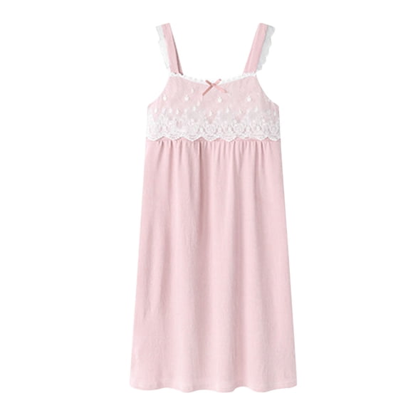 Hrsba Womens Satin Nightgowns Solid Color Strappy Bow Long Sleep Dress Lightweight Summer Soft Breathable Fabric Sleepwear