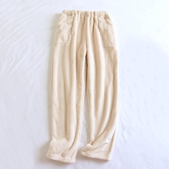 Hrsba Womens Pajama Pants,Solid Color Comfortable Fleece Sleepwear Loose Home Wear