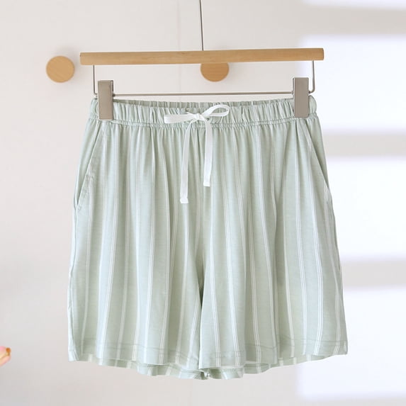 Hrsba Womens Pajama Shorts,Striped Drawstring with Pockets Thin Loose Casual Lightweight Home Sleep Bottoms