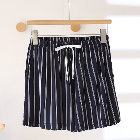 Hrsba Womens Pajama Shorts,Striped Drawstring with Pockets Thin Loose Casual Lightweight Home Sleep Bottoms