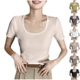 thumbnail image 1 of Hrsba Womens Plain Tshirts, Crew Neck Short Sleeve Solid Color Basic tShirts Summer Soft Lightweight Breathable Cozy Daily Fashion Tops, 1 of 5