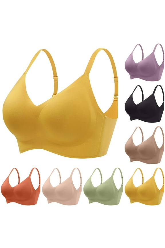 Womens Plus Size Bra,Fashion Women Solid Color Thin And Light Wireless RemovableJelly Adhesive Soft Support Together Daily Bra,Womens Casual Summer Bra,Womens Bra