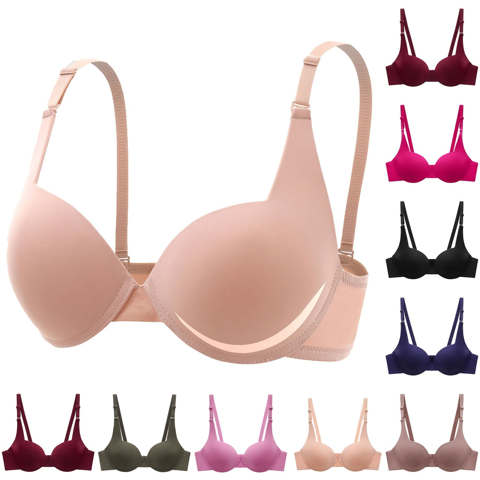 Hrsba Womens Plus Size Bra,Women's French Bra Sexy Underwear Steel Ring ...