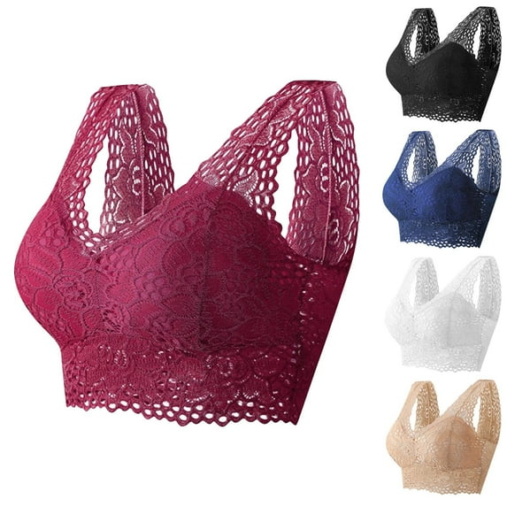 Hrsba Womens Plus Size Bra,Women's Large Lace Sexy Wrapped Chest Strap Tank Top Wide Shoulder Straps Comfortable Bottom With Bra Pads Underwear,Womens Casual Summer Bra,Womens Bra