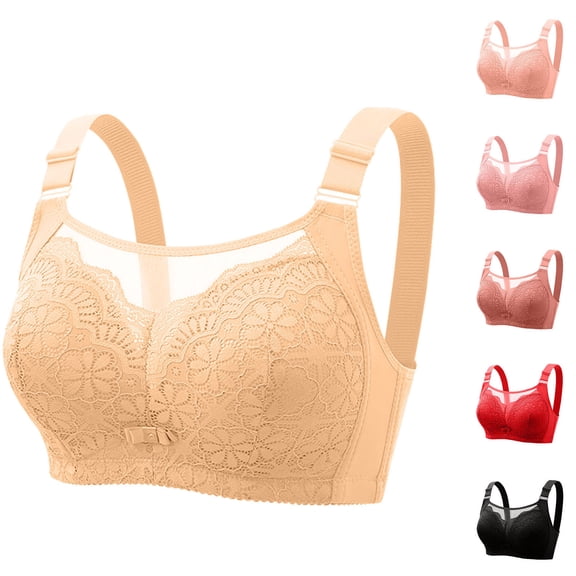 Hrsba Womens Plus Size Bra,Women‘s Plus Size Comfortable Breathable Underwire Bras Lace Push-Up Underwear,Womens Casual Summer Bra,Womens Bra