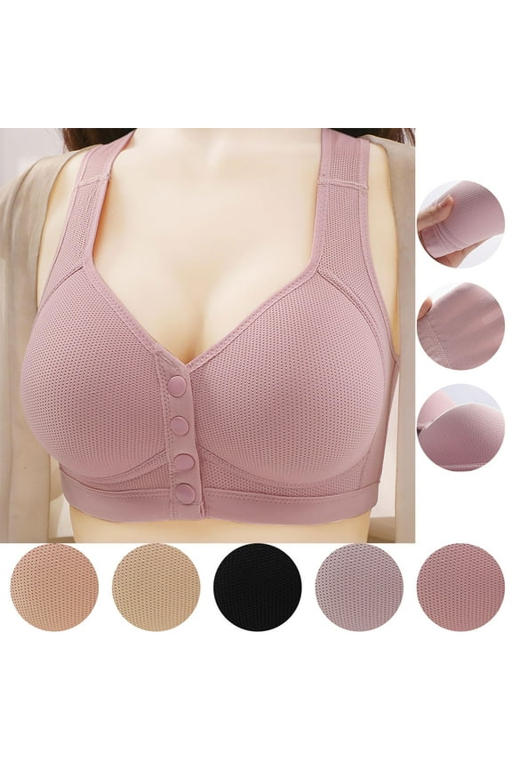 Womens Plus Size Bra,Women's Sexy Comfortable Soft Solid Color Front Open Button Underwear Large Size Bra Secondary Breast,Womens Casual Summer Bra,Womens Bra