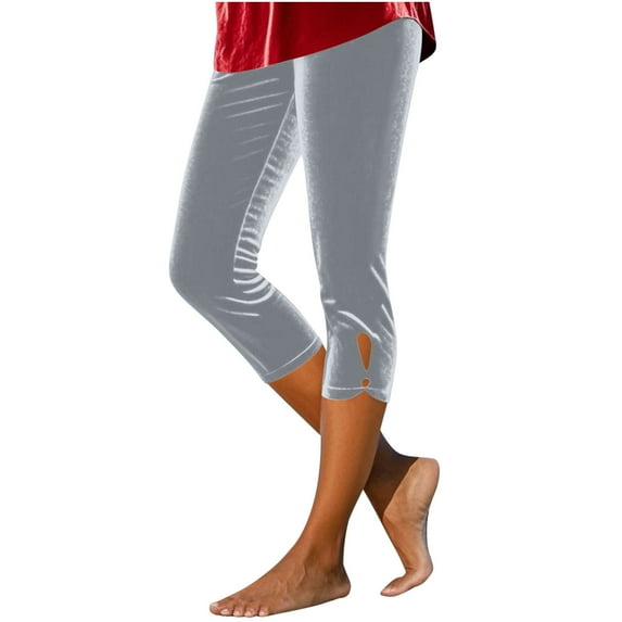 Hrsba Womens Plus Size Casual Pants, Pants for Women High Waisted Pants for Women Solid Color 7-Point Cutout Leg Velour Leggings As Base Layer for and Winter