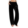 thumbnail image 1 of Hrsba Womens Plus Size Casual Pants, Womens Wide Leg Pants,Pants For Women Solid Color Drawstring Velour Loose Straight Wide Leg Trousers With Pockets For Casual Daily Wear, 1 of 5
