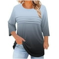 thumbnail image 1 of Hrsba Womens Plus Size Pullover Tops , Blouse Tops for Women Ladies Tops 3/4 Sleeve Shirt Casual Fall Fashion Crew Neck Ruffle Waist Tie Top Work Blouse Plus Size XL-5XL, 1 of 5
