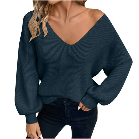 Hrsba Womens Plus Size Pullover Tops , Blouse Tops for Women Fall Tops for Women Fashion Casual Long Sleeve Loose Bow Detail Top V Neck Blouse Shirt