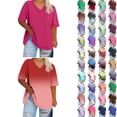 thumbnail image 1 of Hrsba Womens Plus Size Summer Basic Tee Shirt Solid Color V Neck Short Sleeve Tops Casual Ladies Top, 1 of 4