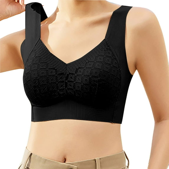 Hrsba Womens Seamless Wireless Bras,Plus Size Breathable Lifting Sports Bra 1 Piece Comfortable Everyday Workout Bra