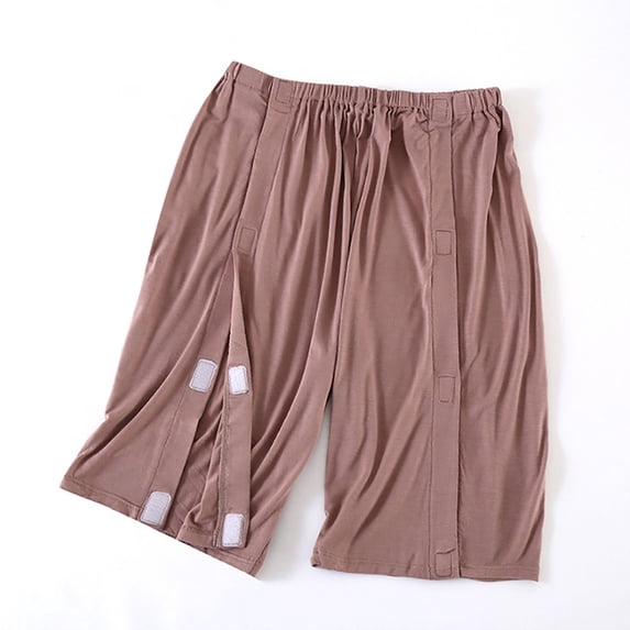 Hrsba Womens Sleep Shorts,Solid Color Light Fabric Integrated Garment 5 Length Bedridden Patient Home Bottoms