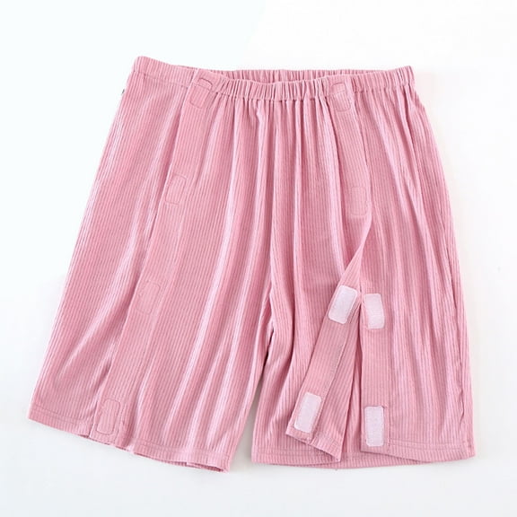 Hrsba Womens Sleep Shorts,Striped Light Fabric Integrated Garment 5 Length Bedridden Patient Home Bottoms