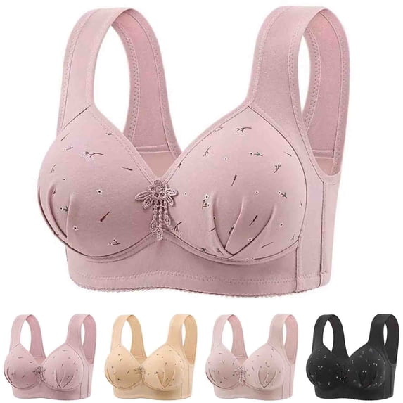 Hrsba Womens Summer Bra,Plus Size Bra for Womens,Women's Large-size Thin Cup With No Rims And Breathable Adjustable Side-closed Auxiliary Breast Underwear Bra