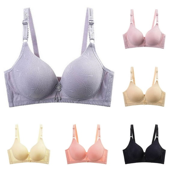 Hrsba Womens Summer Bra,Plus Size Bra for Womens,Women's Non-steel Lace Stitching Comfortable And Breathable Gathered Adjustable Bra Underwear