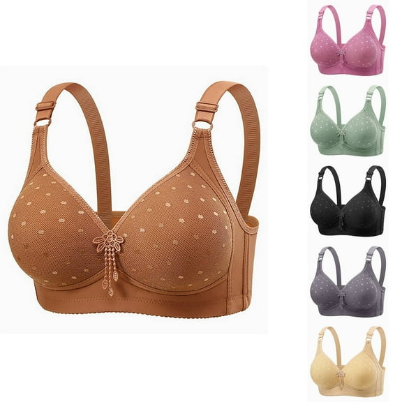 Hrsba Womens Summer Bra,Plus Size Bra for Womens,Women's Plus Size Middle-aged And Elderly Mother Thin Underwear With Gathered Upper Support Sagging Adjustment Type No Steel Ring Bra