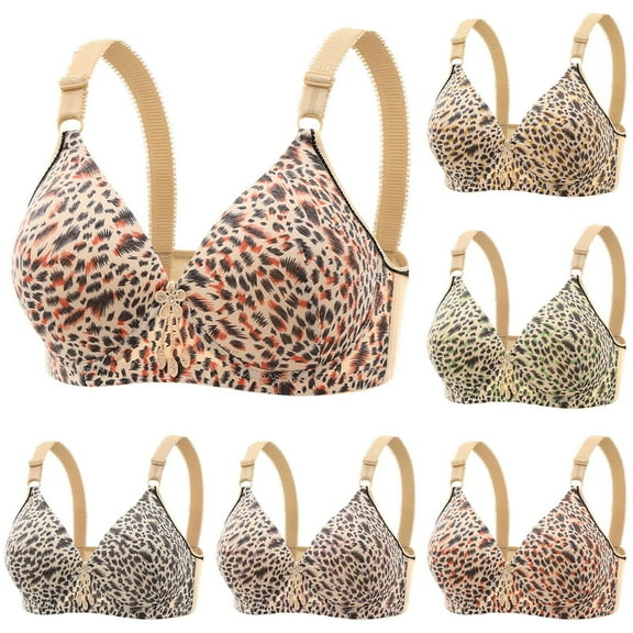Hrsba Womens Summer Bra,Plus Size Bra for Womens,Woman's Printing Thin Style Ventilate Back Buckle Bra Without Steel Rim