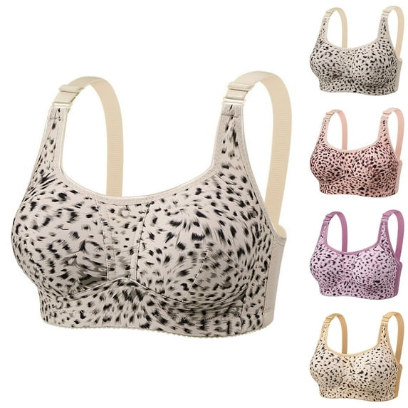 Hrsba Womens Summer Bra,Plus Size Bra for Womens,Woman's Solid Color Thin Style Ventilate Back Buckle Bra Without Steel Rim