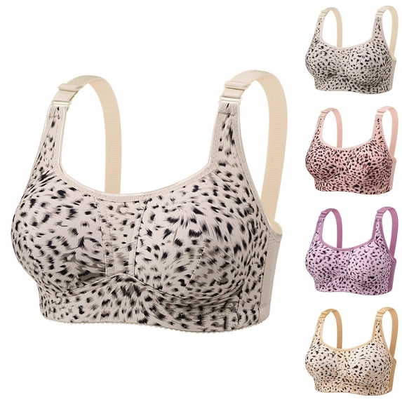 Hrsba Womens Summer Bra,Plus Size Bra for Womens,Woman's Solid Color Thin Style Ventilate Back Buckle Bra Without Steel Rim