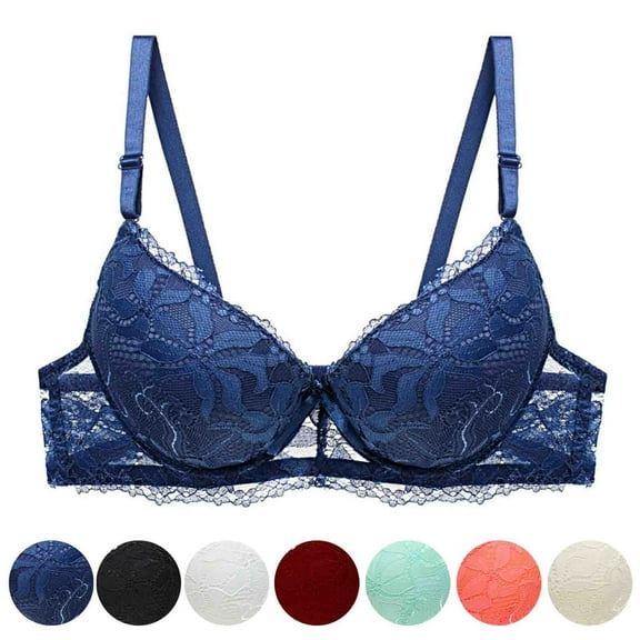 Hrsba Womens Summer Bra,Plus Size Bra for Womens,Women Fashion Sexy Mesh Lace Thin Rims Gathered Underwear Bra Bra