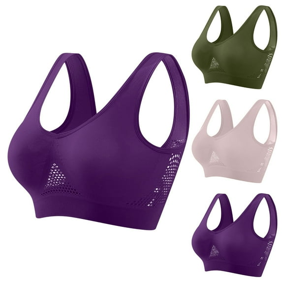 Hrsba Womens Summer Bra Clearance,Plus Size Bra for Womens,Women Seamless Sports Bra Wirefree Yoga Bra With Removable Pads
