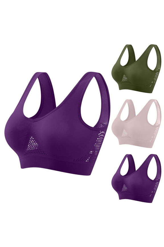 Womens Summer Bra Clearance,Plus Size Bra for Womens,Women Seamless Sports Bra Wirefree Yoga Bra With Removable Pads