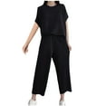 thumbnail image 1 of Hrsba Women's Active 2 Piece Set Crew Neck Short Sleeve Top and Straight Leg Pants Casual Summer Outfits, 1 of 4