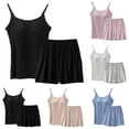 thumbnail image 1 of Hrsba Sleeveless Cami Tops with Built in Bra and Pocket Shorts Solid Color 2 Piece Outfits for Women Summer Loungewear, 1 of 4
