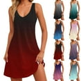 thumbnail image 1 of Hrsba Womens Summer Sleeveless Dress,Plus Size Casual Dress for Womens,Women's Summer Gradient Print Loose Sleeveless V Neck Dress With Pocket, 1 of 5