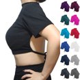 thumbnail image 1 of Hrsba Trendy Tops Solid Color Crew Neck Hollow Out Open Back Short Sleeve T Shirt for Women, 1 of 6