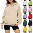 thumbnail image 1 of Hrsba Womens Sweatshirts Coat Long Sleeve Hooded Blouse Sweatshirt for Womens Solid Color Casual Top with Pocket, 1 of 5