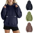 thumbnail image 1 of Hrsba Womens Sweatshirts Coat Long Sleeve Hooded Top with Pocket Solid Color Casual Loose for Winter Fall, 1 of 5