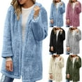 thumbnail image 1 of Hrsba Womens Sweatshirts Coat Solid Color Winter Long Sleeve Double Fleece Warm Cardigan Hooded Outerwear Loose Casual Jacket for Winter, 1 of 5