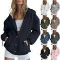 thumbnail image 1 of Hrsba Womens Sweatshirts Coat Womens Winter Loose Sweatshirt Pocket Tops Solid Color Long Sleeve Hooded Outerwear, 1 of 4