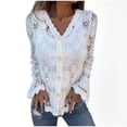 thumbnail image 1 of Hrsba Womens V Neck Sweater, Sweaters for Women Long Sleeve V Neck Hollow Out Knit Cardigan with Lace Casual Fall Winter Fashion Top, 1 of 5