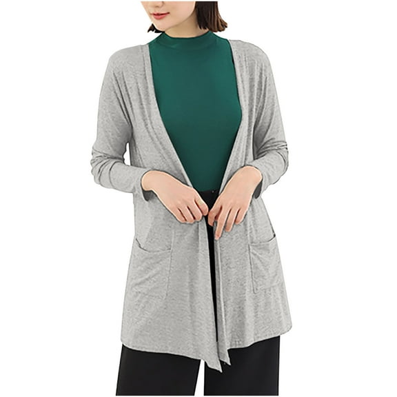 Hrsba Womens Winter Fall Warm Cardigan,Ladies Lightweight Jackets Solid Color Long Sleeve Everyday Button Cardigan with Stretch Outerwear,Size Free Size
