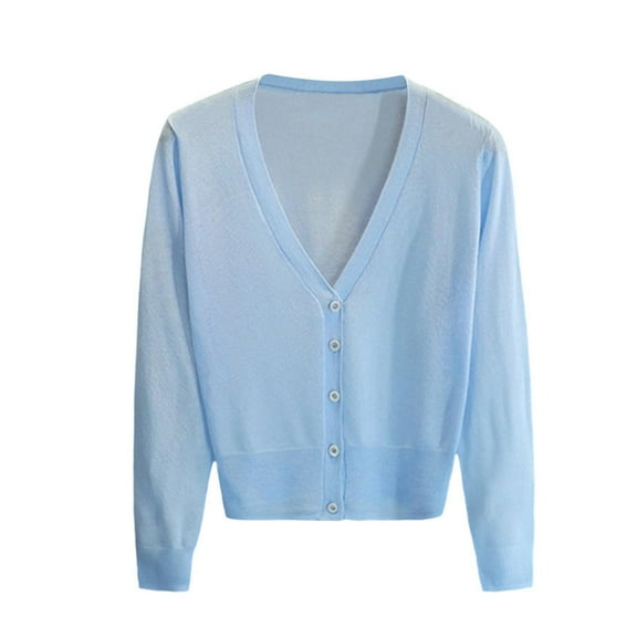 Hrsba Cardigan for Women, Ladies Lightweight Jackets Solid Color Short Length Long Sleeve Knit Cardigan Casual Outerwear for Fall Winter