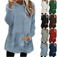 thumbnail image 1 of Hrsba Womens Winter Loose Sweatshirt Pocket Tops Fleece Lined Long Sleeve Solid Color Lightweight Casual Coat, 1 of 1