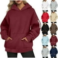thumbnail image 1 of Hrsba Womens Winter Loose Sweatshirt Pocket Tops Long Sleeve Hooded Blouse Sweatshirt for Womens Solid Color Zip Up Hooded Sweatshirt with Pocket for Casual Wear, 1 of 5