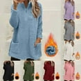 thumbnail image 1 of Hrsba Womens Winter Loose Sweatshirt Pocket Tops Womens Casual Long Sleeve Sweatshirt Solid Color Stand Collar Half Zip Fleece Top with Pocket for Winter, 1 of 5