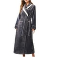 thumbnail image 1 of Hrsba Womens Winter Robes,Women's Sleepwear Thickened Flannel Beibei Fleece Paneled Pineapple Check Robe Extended Length Pajama Bathrobe, 1 of 3