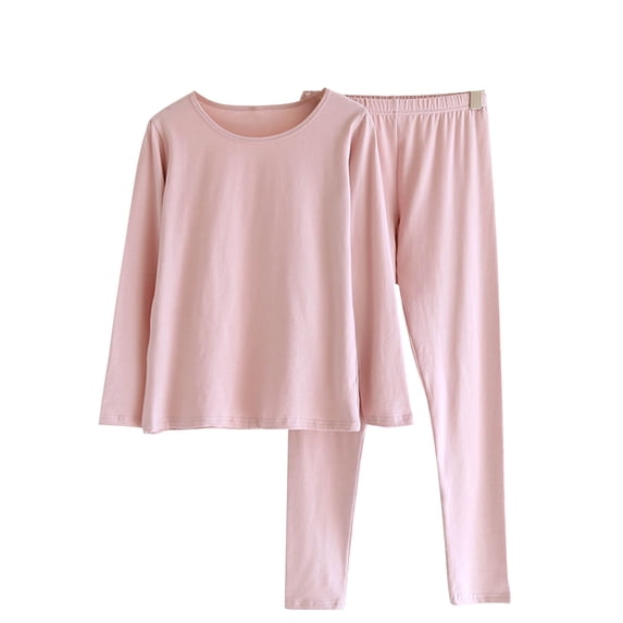 Hrsba Womens Winter Warm Pajama Sets,Pajama Sets For Women 2 Piece Solid Color Long Sleeve Crew Neck Lightweight Top With Pants Loungewear