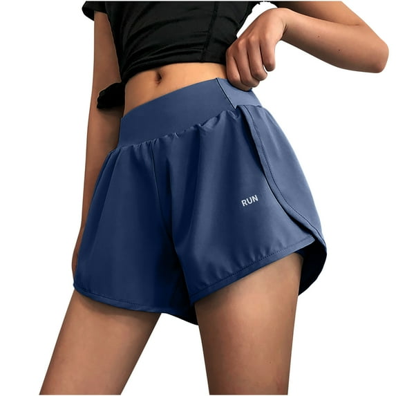 Hrsba Workout Shorts for Women Faux-Piece Loose Breathable Fast Drying Running Fitness Yoga Active Wear Bottoms