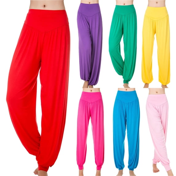 Hrsba Yoga Pants for Women,Soft Fabric Tapered Ruffled Leg Dance Sporty Casual Trousers for Summer Active Wear,M