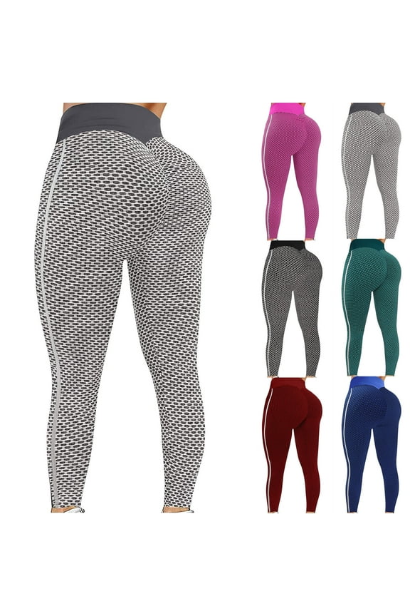 Yoga Pants for Women Solid Color Butt Lifting Patterned Workout Pants Stretchy Patchwork Leggings for Gym Fitness Training,XL
