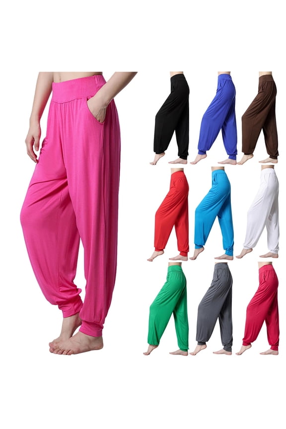 Yoga Pants with Pockets for Women,Loose Soft Fabric Tapered Pants Workout Fitness Running Dance Lightweight Breathable Summer Sports Pants,M