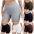 thumbnail image 1 of Hrsba Women's Ribbed Yoga Shorts High Stretch V Waist for Exercise Fitness and Daily Wear, 1 of 5