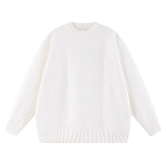 Hrsba Young Adult Plus Size Sweaters , Fall Sweaters for Women Pullover Sweaters for Women Solid Color Fall Winter Long Sleeve Crew Neck Sweater Top